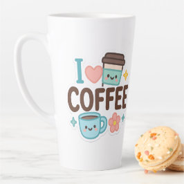 Taza De Café Latte I Love Coffee Cute Kawaii Sticker – Adorable Coffe
