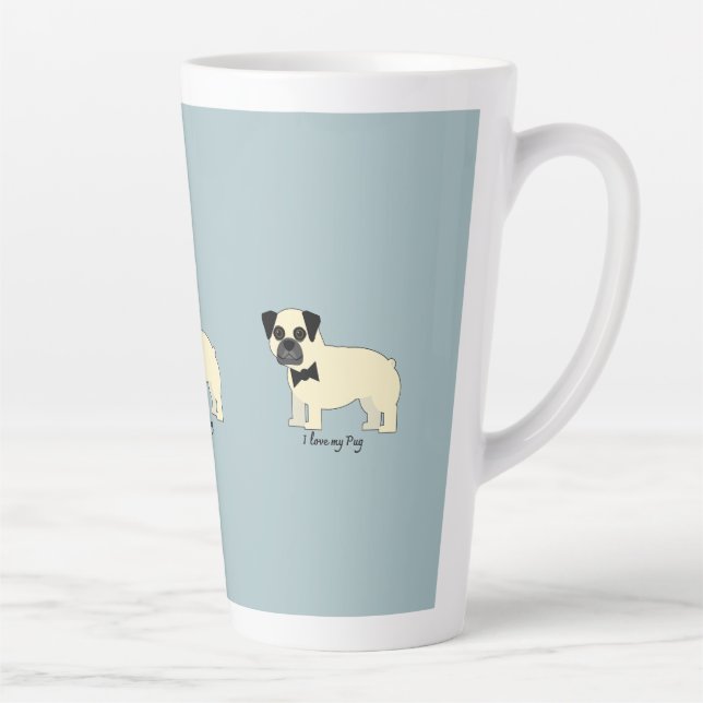 Taza De Café Latte I love my Pug (Derecha)
