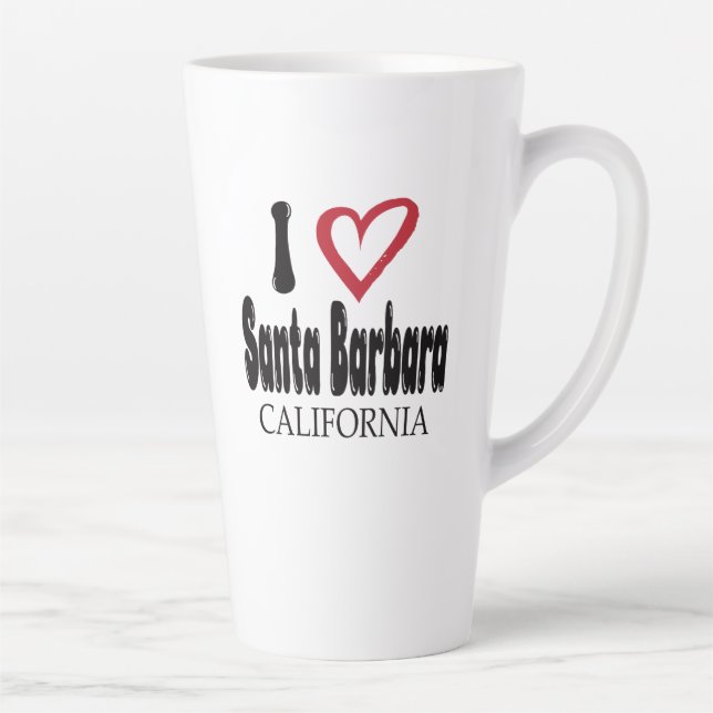 Taza De Café Latte I Love Santa Barbara California Souvenir Latte Mug (Derecha)