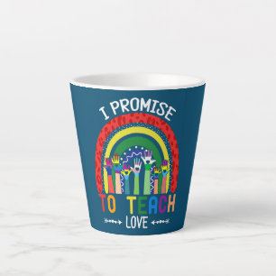 Taza De Café Latte I Promise To Teach Love LGBTQ Rainbow Proud Ally
