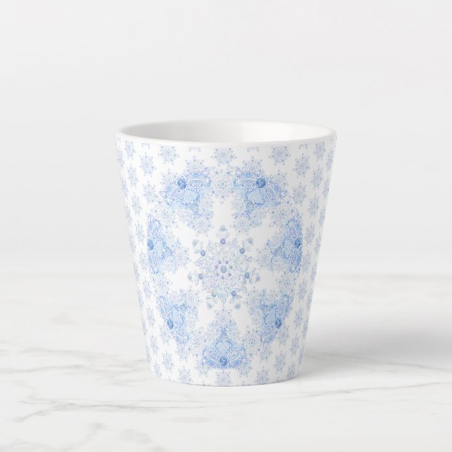 Taza De Café Latte Ice Blue Snowflake (Anverso)