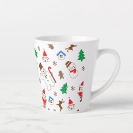 Taza De Café Latte Icono de patrón de Navidad árbol regalo feliz sant