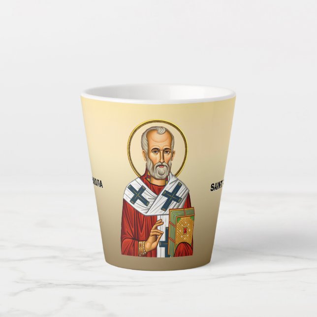 Taza De Café Latte Icono de santos serbios ortodoxos de San Nicolás (Anverso)