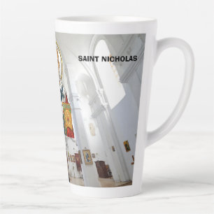 Taza De Café Latte icono ortodoxo serbio de santos san nicolás