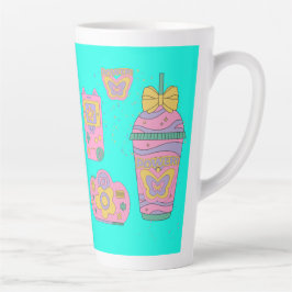 Taza De Café Latte Iconos retro estilo 90s