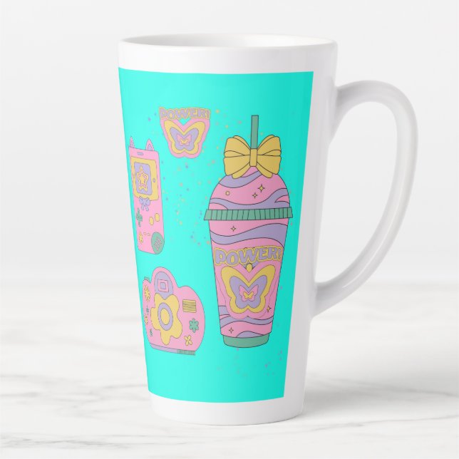 Taza De Café Latte Iconos retro estilo 90s (Derecha)