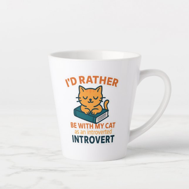 Taza De Café Latte I'd Rather Be With My Cat (Derecha)