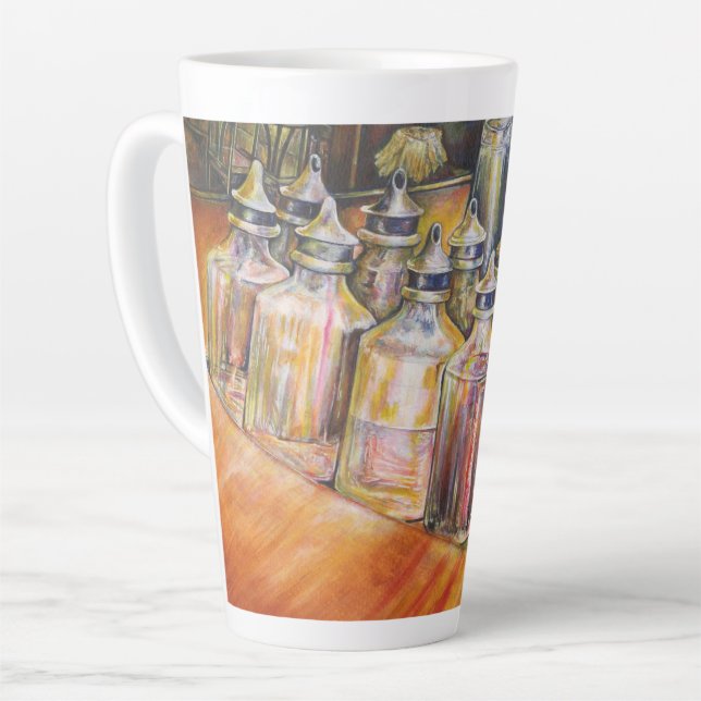 Taza De Café Latte Ideografía de la luz dorada (Ángulo izquierdo)