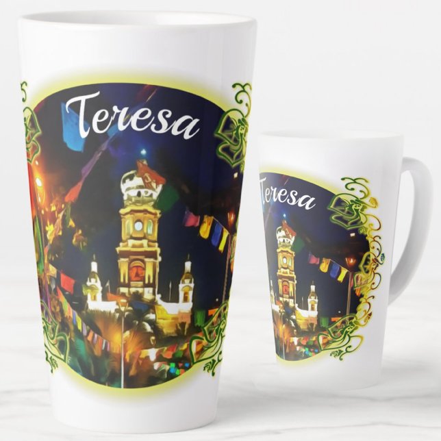 Taza De Café Latte Iglesia del Día de los Muertos Guadalupe PV-190130 (Subido por el creador)