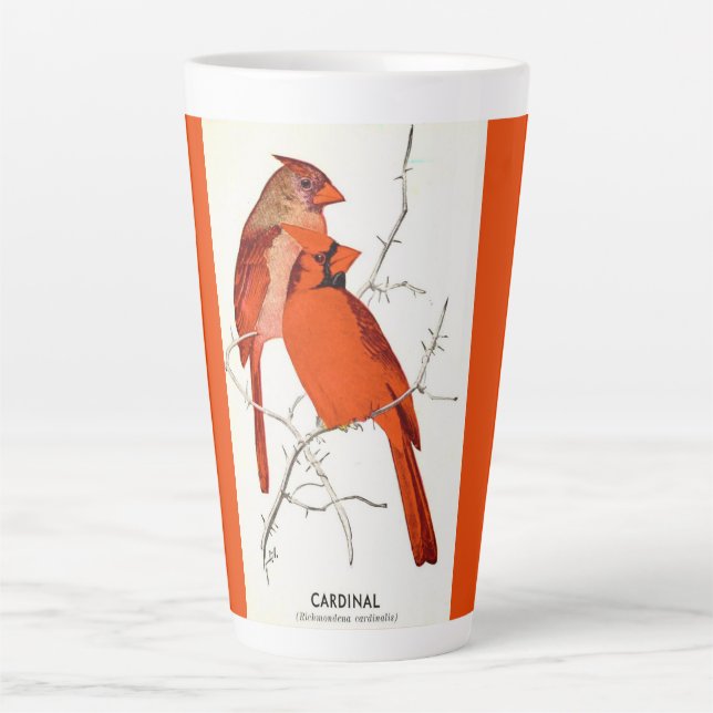 Taza De Café Latte Ilustracion Cardinal Bird (Anverso)