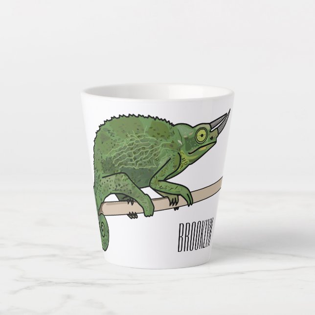 Taza De Café Latte Ilustracion chameleon personalizado de Jackson (Anverso)