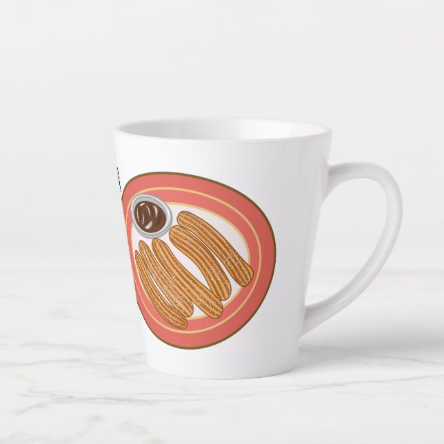 Taza De Café Latte Ilustracion Churro personalizado (Derecha)
