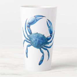 Taza De Café Latte Ilustracion de acuarela de cangrejo azul - Vida ma