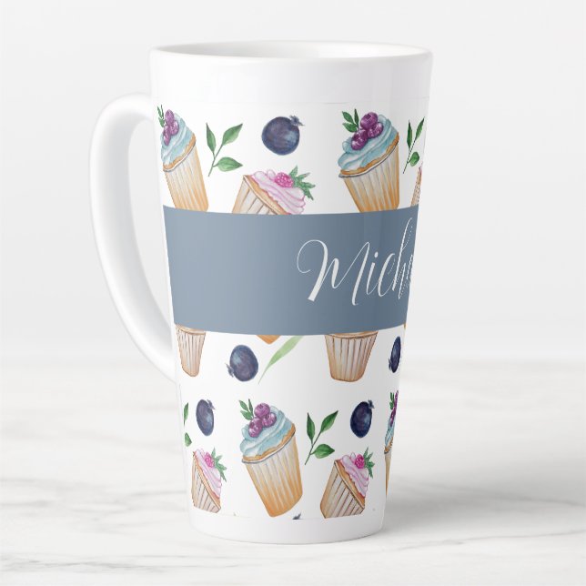 Taza De Café Latte Ilustracion de acuarela urbana dulce (Ángulo izquierdo)