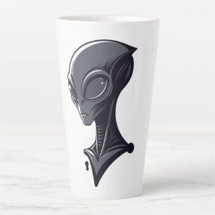 Taza De Café Latte Ilustración de Alien Verde Genial - Personaje Mode