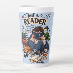 Taza De Café Latte Ilustración de amante de libros leyendo acogedoram