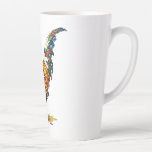 Taza De Café Latte Ilustración de Arte de Gallo Colorido Vibrante
