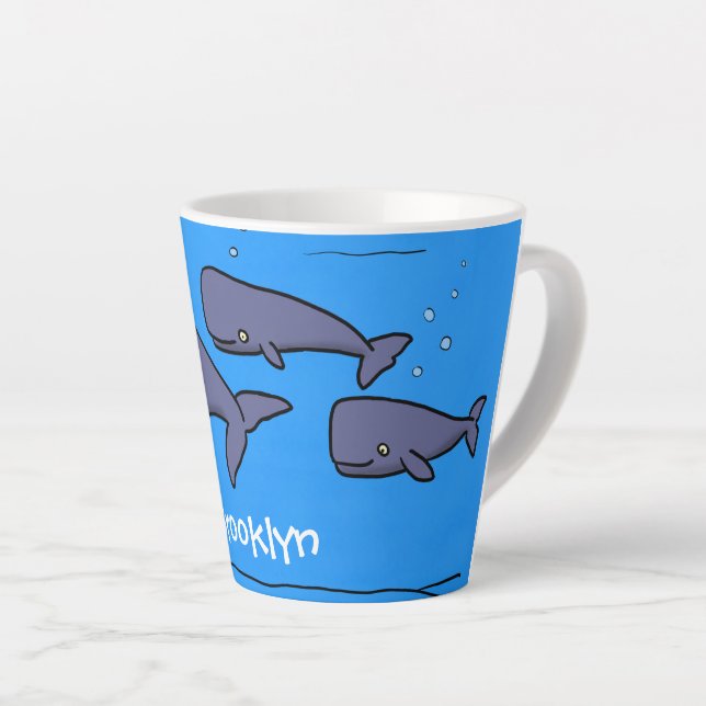 Taza De Café Latte Ilustracion de ballenas personalizados migratorias (Ángulo derecho)