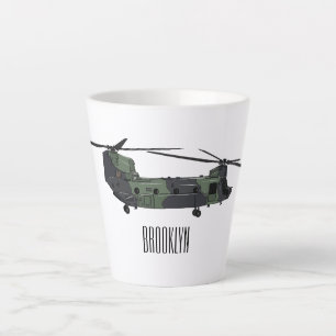 Taza De Café Latte ilustración de dibujos animados de helicóptero del