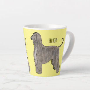 Taza De Café Latte Ilustración de dibujos animados de perro galgo afg