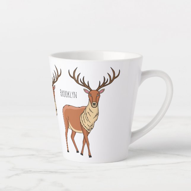 Taza De Café Latte Ilustración de dibujos animados de renos (Derecha)