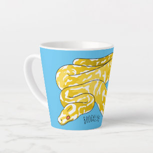 Taza De Café Latte Ilustración de dibujos animados de serpiente pitón