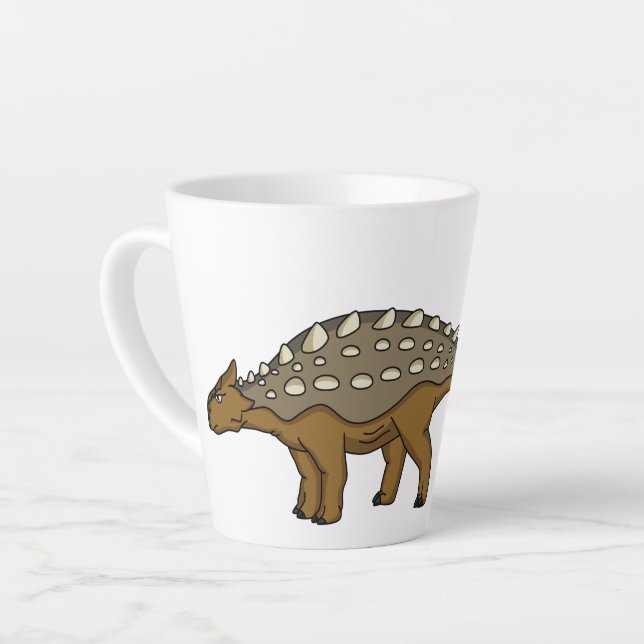 Taza De Café Latte Ilustracion de dinosaurios blindados de Ankylosaur (Ángulo izquierdo)