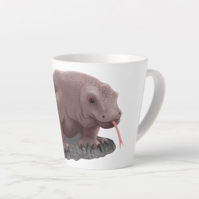 Taza De Café Latte Ilustracion de dragón de Komodo (Ángulo derecho)