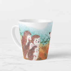 Taza De Café Latte Ilustracion de erizos, pequeño latte mug
