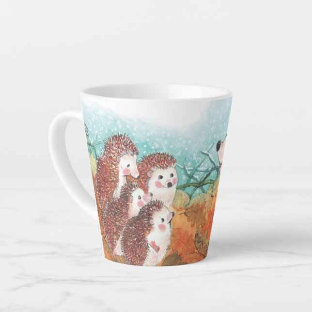 Taza De Café Latte Ilustracion de erizos, pequeño latte mug (Ángulo izquierdo)