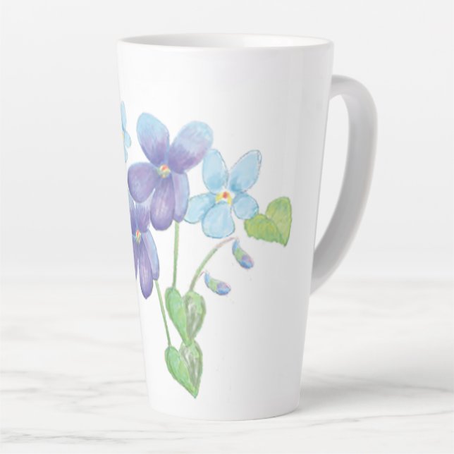 Taza De Café Latte Ilustracion de flores violetas silvestres (Ángulo derecho)