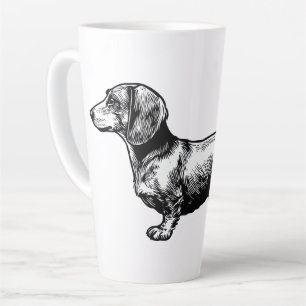 Taza De Café Latte Ilustración de grabado vintage de Dachshund