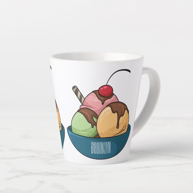 Taza De Café Latte Ilustracion de helado personalizado (Ángulo derecho)