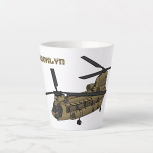 Taza De Café Latte Ilustracion de helicópteros militares de Chinook