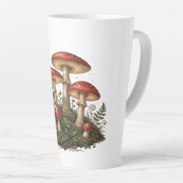 Taza De Café Latte Ilustración de hongo Fly Agaric vintage