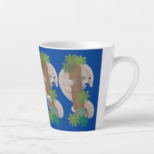Taza De Café Latte Ilustracion de hormigón de pangolin feliz
