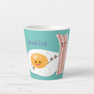 Taza De Café Latte Ilustracion de huevo de kawaii y personalizado de 