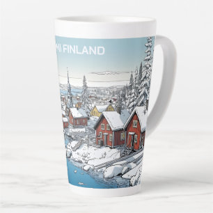 Taza De Café Latte Ilustracion de invierno de Finlandia