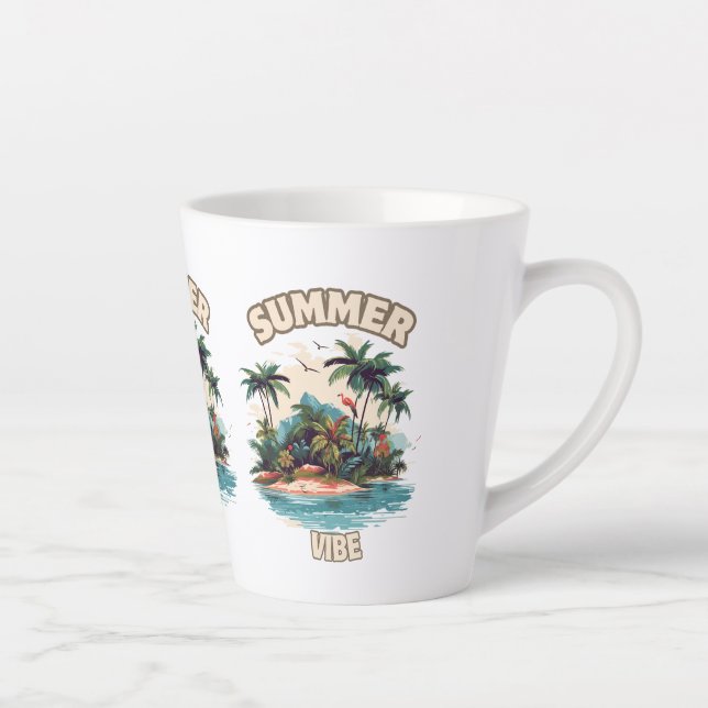 Taza De Café Latte Ilustracion de Isla Tropical de Summer Vibe (Derecha)