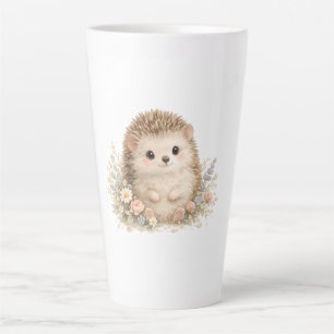 Taza De Café Latte Ilustración de jardín de erizo al aguarela