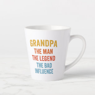 Taza De Café Latte Ilustración de la leyenda del abuelo mala influenc