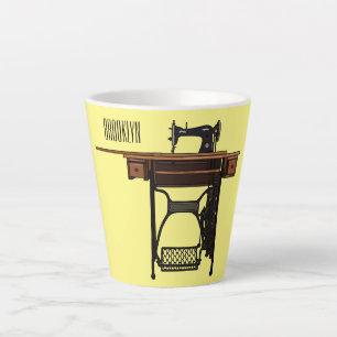 Taza De Café Latte Ilustracion de máquina de coser personalizado