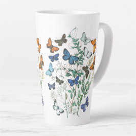 Taza De Café Latte Ilustracion de mariposas de época en latte mug