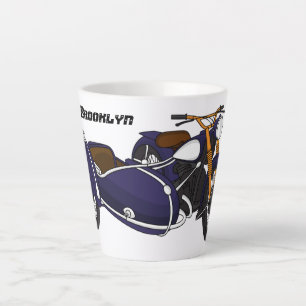 Taza De Café Latte Ilustracion de motocicleta púrpura de Sidecar