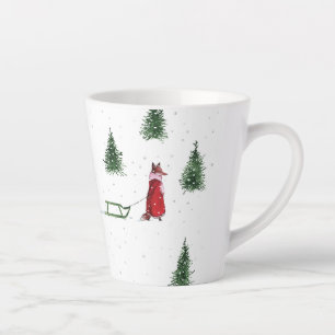 Taza De Café Latte Ilustracion de Navidades de invierno de la nieve F