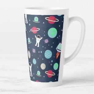 Taza De Café Latte Ilustración de patrón espacial
