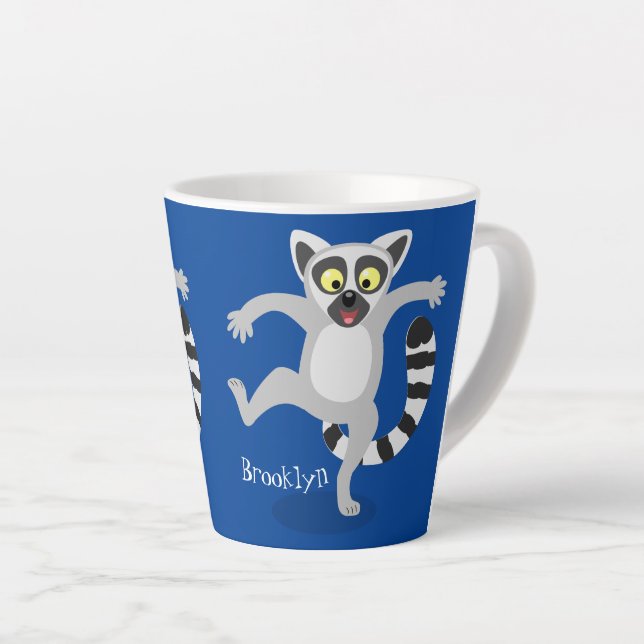 Taza De Café Latte Ilustracion de personalizado bailador de lémur de  (Ángulo derecho)