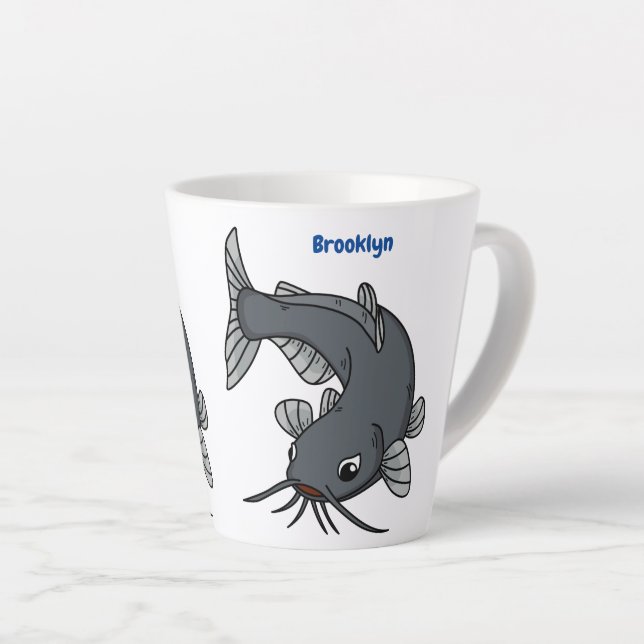 Taza De Café Latte Ilustracion de personalizado de bagre cúbico (Ángulo derecho)