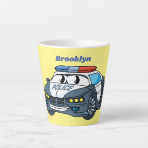 Taza De Café Latte Ilustracion de personalizado de coche de policía f