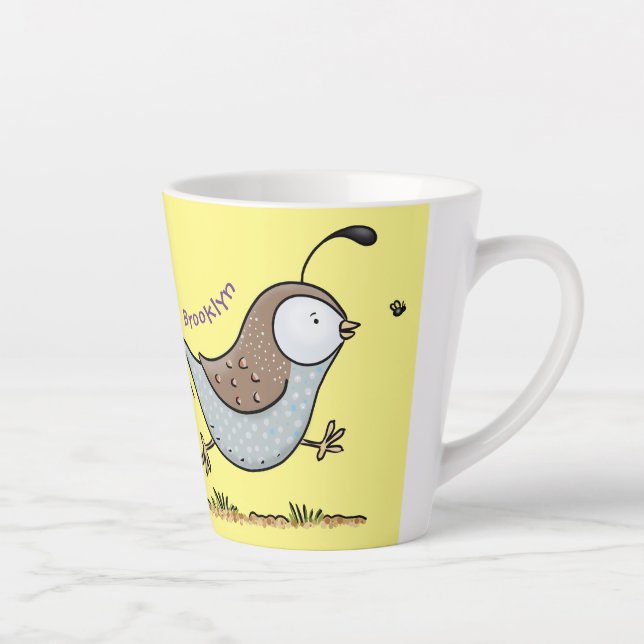 Taza De Café Latte Ilustracion de personalizado de codorniz de califo (Derecha)